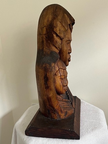 Haitian Artist Roger Francois 1960's Large 20" Wood Carving of Mother & Child - Picture 14 of 17