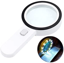 Magnifying Glass with Light, 30X Illuminated Large Magnifier Handheld 12 LED Li