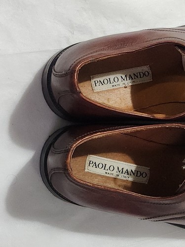 Paolo Mando Oxford Mens 8 Red Leather Lace Up Cap Toe Dress Shoes 11909 - Picture 5 of 14