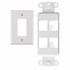 White 4 Port Decora Keystone Snap-in Jack Modular Wall Insert Cover Plate 5/pk