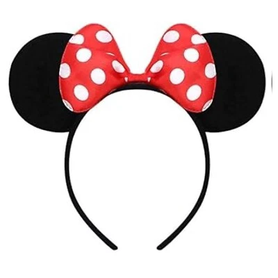 KRD LTD Red Bow Mouse Ears Headband for Halloween Fancy Dress Party Kids & Adults