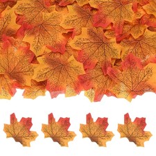 500Pcs Artificial Maple Leaves Fake Fall Leaves Faux Autumn Leaf Red Edge Yellow