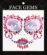 Halloween Day of the Dead Face Gems Jewels Diamante Stones Body Art Red