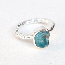 Natural Green Apatite Ring 925 Sterling Silver Green Apatite Crystal Ring-RR204