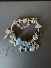 Authentic Pandora Bracelet (Sterling with Pink Gold Heart) with Charms