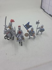 Lot of 6 Safari Ltd Medieval Knights  Horses Mini Figures Red Blue Silver Brown