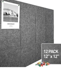 Felt Bulletin Board Felt Wall Tiles 12 Pack- 47"x35" Large Cork Board Gray