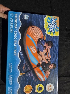 H20 Go Kondor 2000 Raft  New Includes Boat, Pair Of Oars  Foot Pump inflatable 