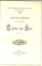 1889 TORINO Società  PROMOTRICE DELLE BELLE ARTI Elenco dei soci - 2000 nomi