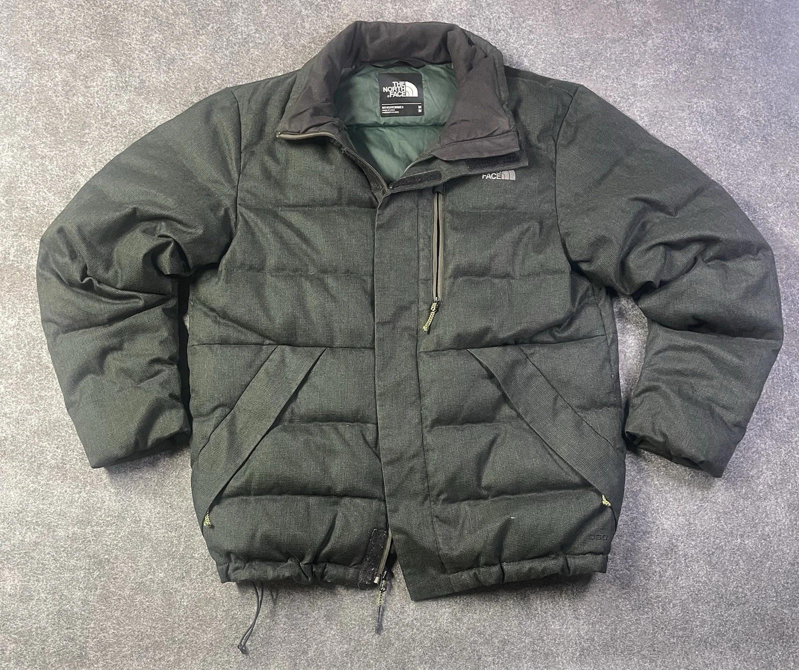 North Face Jacket Mens Medium Sumter Olive Green Tweed Insulated 550 Down