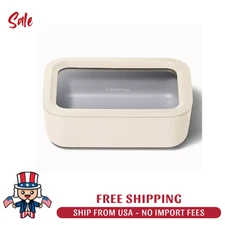 Caraway Home 6.6-Cup Glass Food Container with Lid - Color: Cream