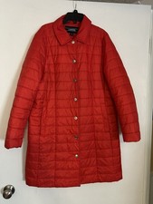 Lands End Ultralight Packable Long Down Filled Jacket Size 16 Red EUC