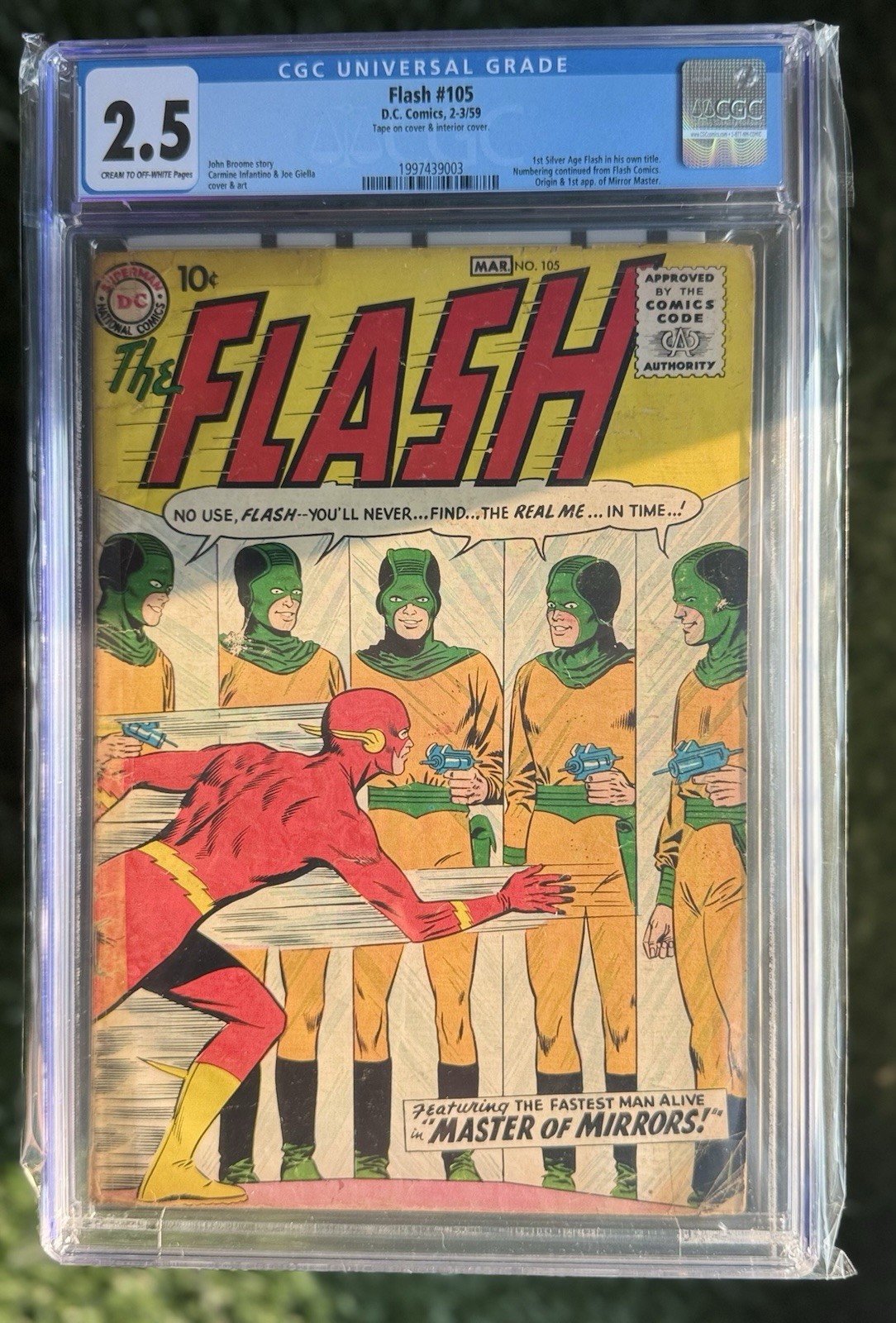 The Flash #105 CGC 2.5 DC Comic 1959 1st Flash & Mirror Master! Justice League!