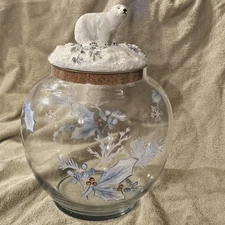 Pfaltzgraff Winter Frost Polar Bear Cookie Jar Holiday Party Grandmacore