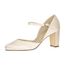 Rainbow Club Yasmin Brautschuhe Hochzeit Satin Riemchen Pumps Gr. 40 Ivory Creme
