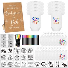 69 Pcs Baby Bib Bodysuit Set - Baby Shower Game Sign  Feeder Bib - Newborn B...