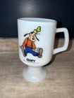 Vintage Disney Productions Milk Glass Goofy Pedestal Coffee Cup Mug 12oz.