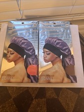 2 Pack Luxury Silky Satin Bonnets  Wide Band  Reversible  Hair Protection