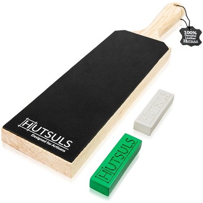Leather Strop for Knife Sharpening - Get Razor-Sharp Edges with 3'' x 9'' Doubl...