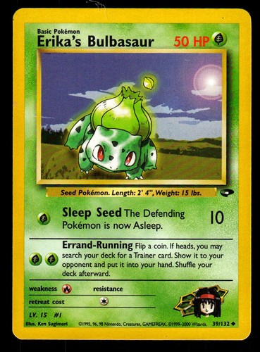 LP Unlimited Erika's Bulbasaur 39/132 Gym Challenge Pokemon 2000 Ken Sugimori