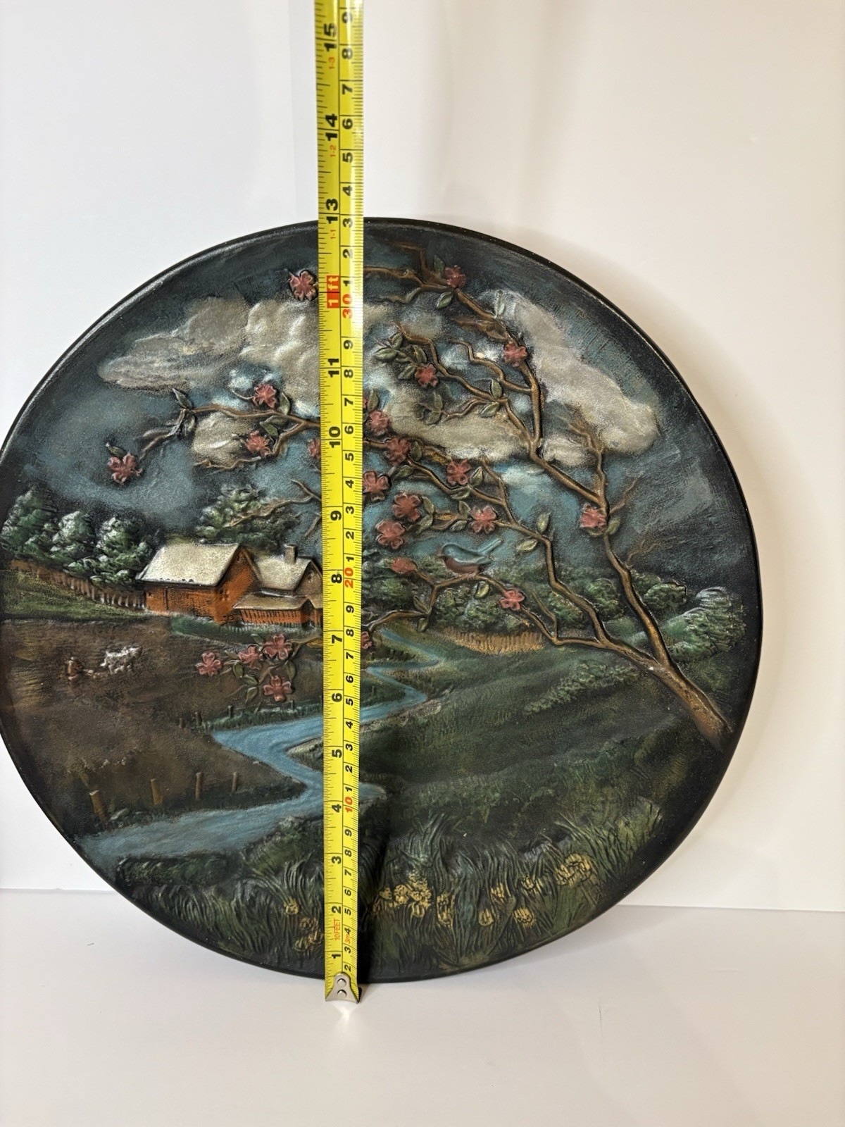 Vintage 1972 Byron Molds Scene 3-D Decorative Wall Plate Spring On Farm