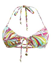 Kate Spade New York Women's Drawstring-Front Swim Top Swimsuit L, Pink Multi 