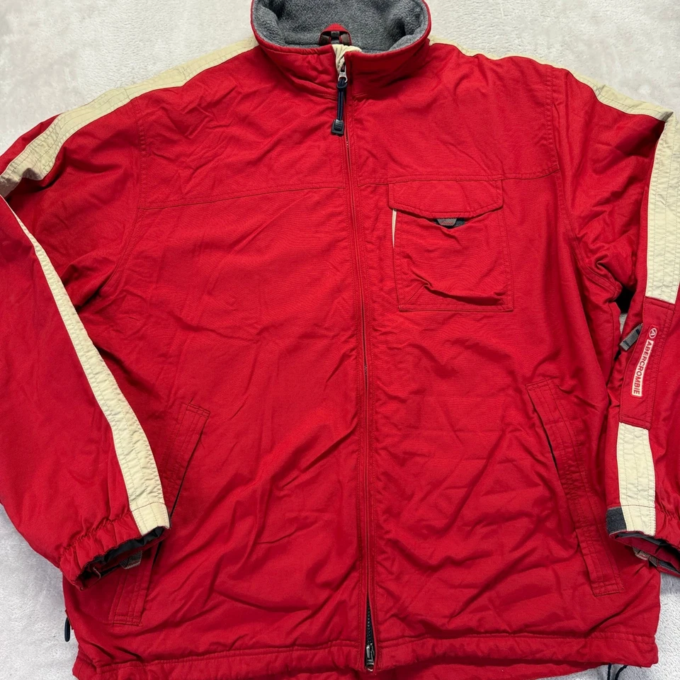 Chaqueta De Colección Abercrombie Fitch Para Hombres XL Roja Impermeable Sherpa Performance Y2K Foto 4 de 4