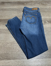 Levi's Women's Skinny Blue Denim Jeans Medium Wash 5-Pocket Logo Button Zip