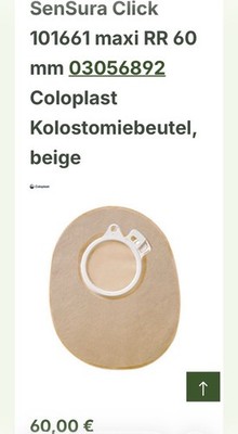 SenSura Click 101661 maxi RR 60 mm 03056892 Coloplast Kolostomiebeutel, beige