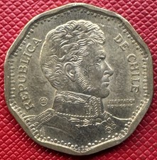 Chile 2007 50 Pesos. Bernardo O’Higgins. Winnipeg Mint. High Grade. KM# 219.2
