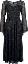 Gothicana by EMP Damen schwarzes langes Kleid mit Allover Print  und