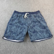 Fair Harbor Shorts Mens Large Blue Palm Print Swim Trunks Lined Recycled Eco