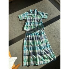 Vintage JBJ Sportswear Plaid Two-Piece Skirt Set Made in USA