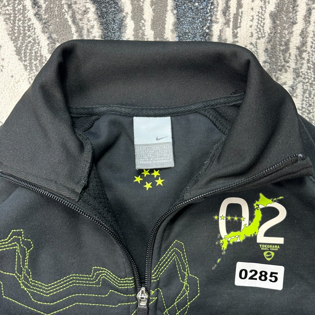 y’s GEAR auto raft jacket Vintage Nike Brazil Japan Yokohama 2002 Y2K Black Oversized Large