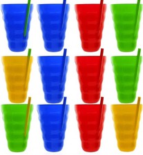 Sip-A-Tumbler Cups with Built-In straw, 22 Oz / 650 mL Set of 12 