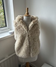 Sweaty Betty Faux Fur Hooded Gilet Size S Cream