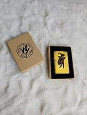 Vintage 1994 Brass Zippo Lighter Marlboro Man Buckin’ Bronco Country Unfired New