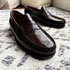 GH Bass Penny Loafers Mens US 8C Leather Shoes Preppy Classic Burgundy Slip Ons