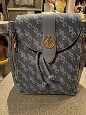Vegan Leather Logo Print Drawstring Backpack,...