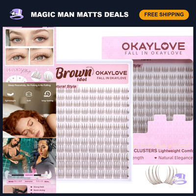 Natural Eyelash Clusters CC Curl 9-16mm, DIY Wispy Individual Lashes, Clear Band
