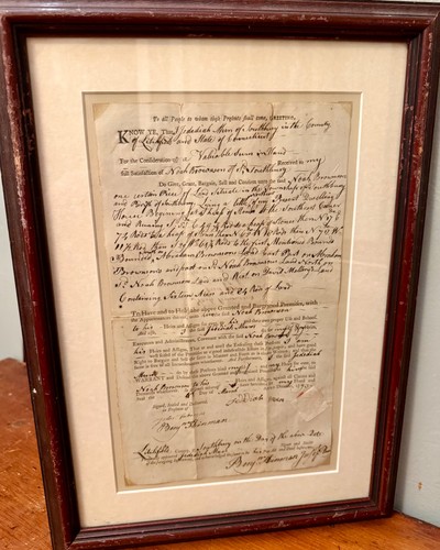 1793 Sale Of Land In Southbury, Connecticut From Benjamin Hinman To Jedediah Mum
