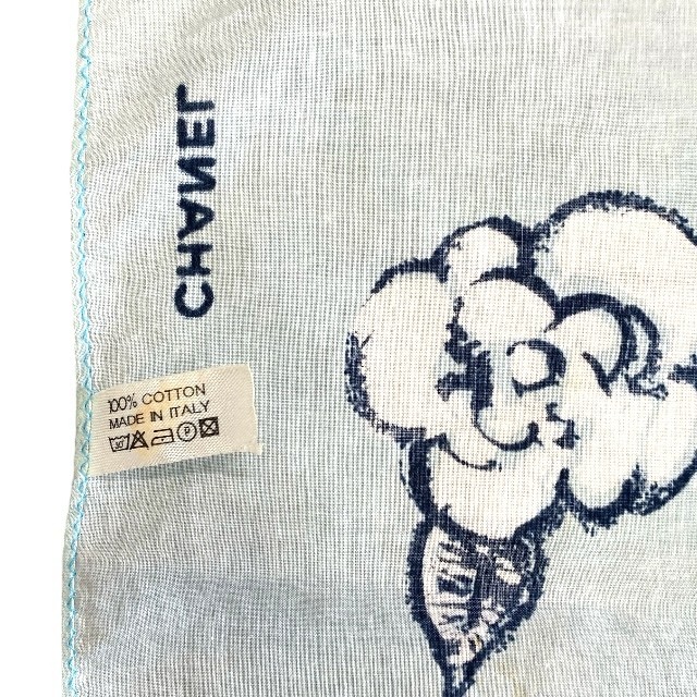 Chanel Scarf Handkerchief Bandana Camellia Logo Coco Mark Light