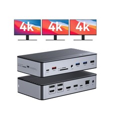 DisplayLink Docking Station 3 Monitors HDMI 4K USB C 120W Charger TobenONE