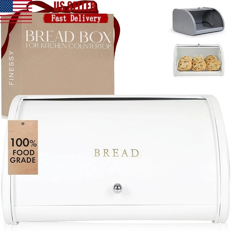 Stainless Steel Bread Storage Box Kitchen Counter Fresh Bread Holder Organizer