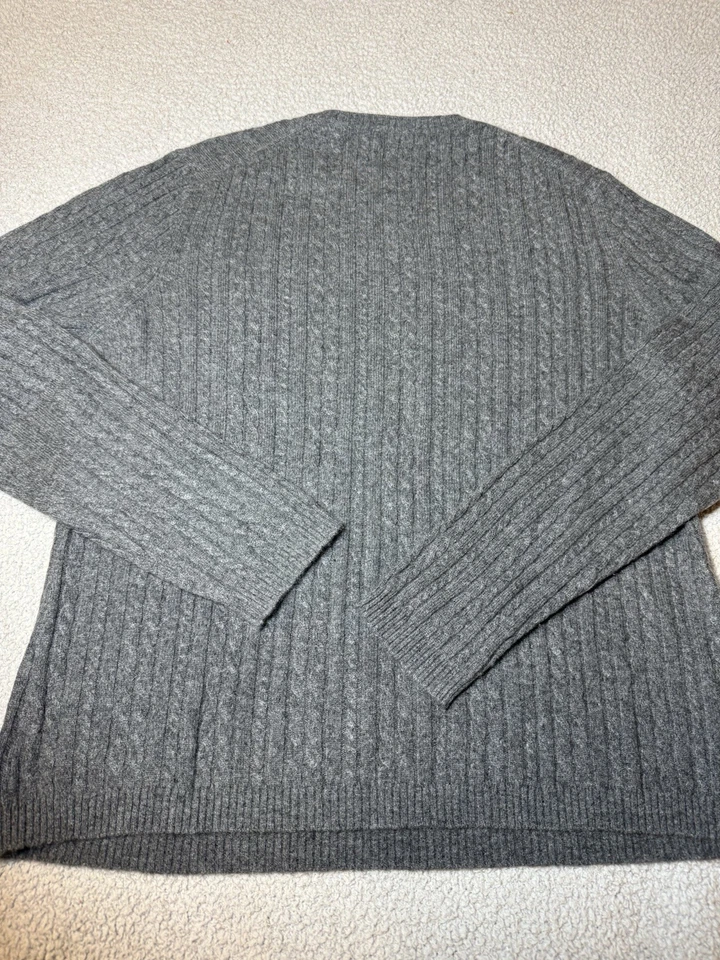 Suéter Valerie Stevens 100 % cachemir para mujer grande gris tejido con cable manga larga Foto 3 de 4