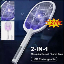 Handheld USB Rechargeable Mosquito Fly Swatter Zapper Killer Bug Insect Racket