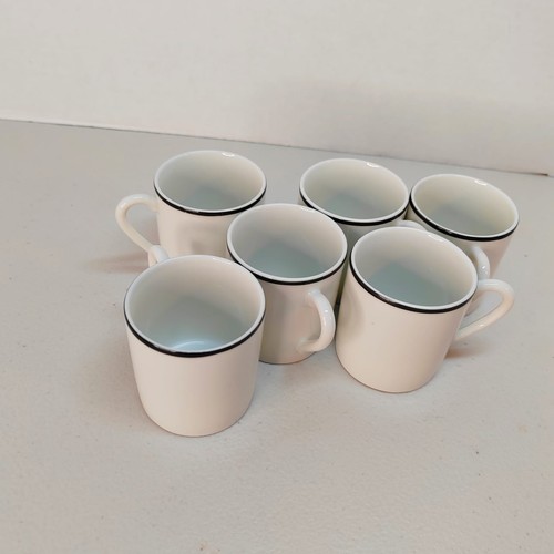 Set of 6 Tiffany & Co by Taitù White Espresso Coffee Cups Black Trim Italy