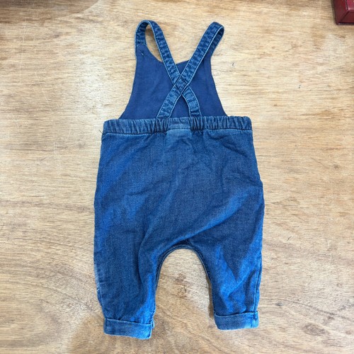 Next Boy Baby Denim Blue Dinosaur Dungarees 0-3 Months - Picture 2 of 5