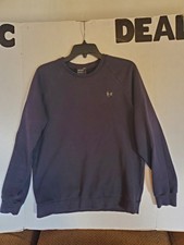 Under Armour Mens Sweatshirt Crew Black Logo Fitted Athleisure Long Sleeve M