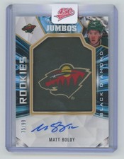 2022-23 Upper Deck Black Diamond Rookie Team Logo Jumbos Matt Boldy Auto 75/99